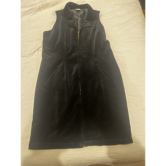 Hanna Andersson Dress Women M Black Velvet Sleeveless Pockets Zip Holiday Party - Picture 2 of 6